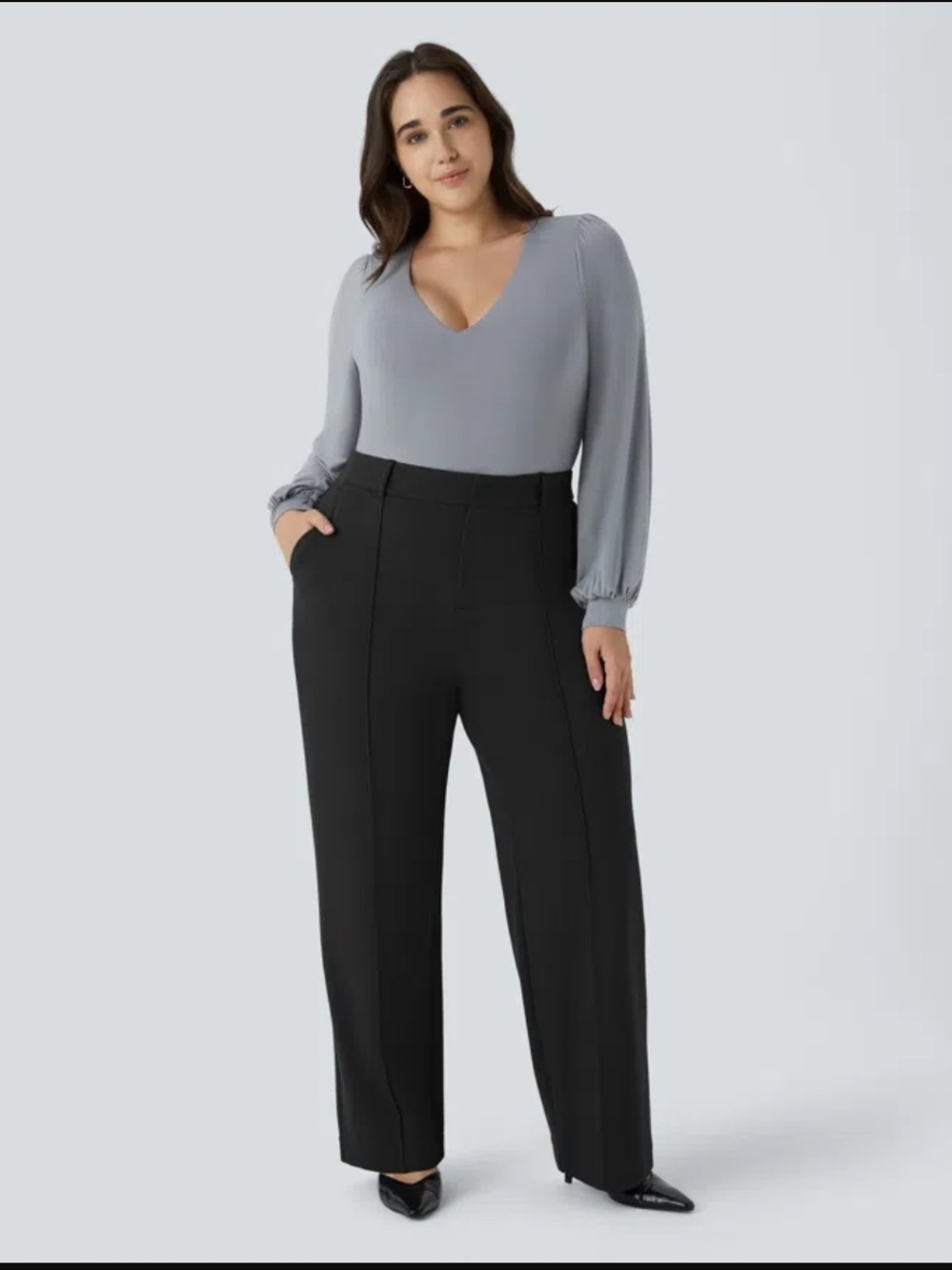 NWT Size 3X HALARA Flex Black Wide-Leg Trousers with Crease - Picture 6 of 7